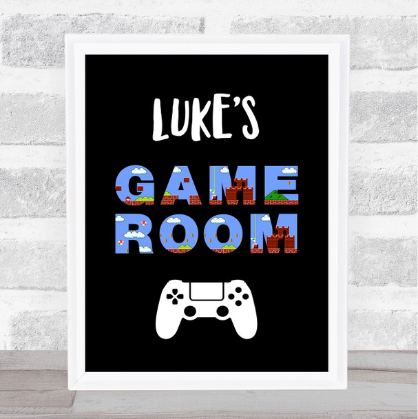 Control Pad Game Room Mario Letters Portrait Personalised Wall Art Print