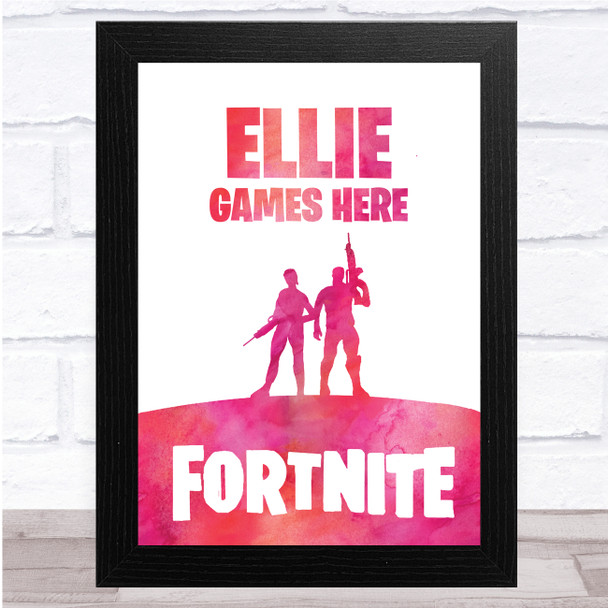 Fortnite Figures Pink Any Name Personalised Wall Art Print