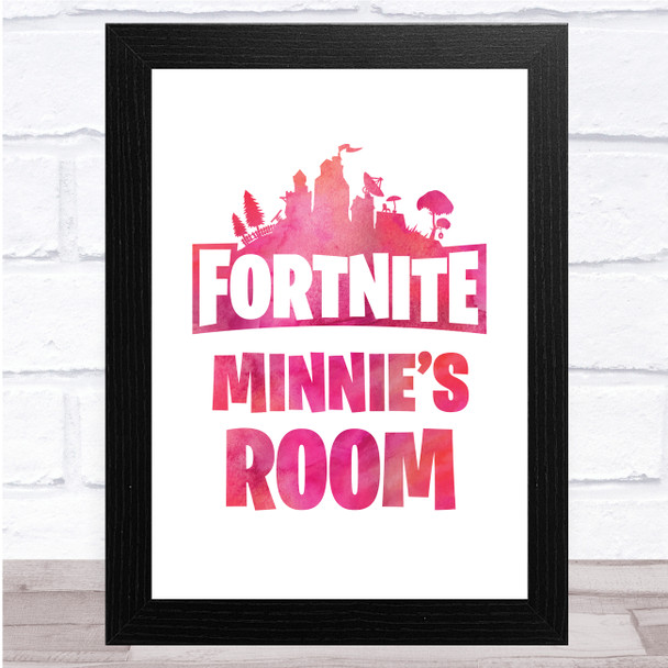 Fortnite Pink Logo Any Name Personalised Wall Art Print