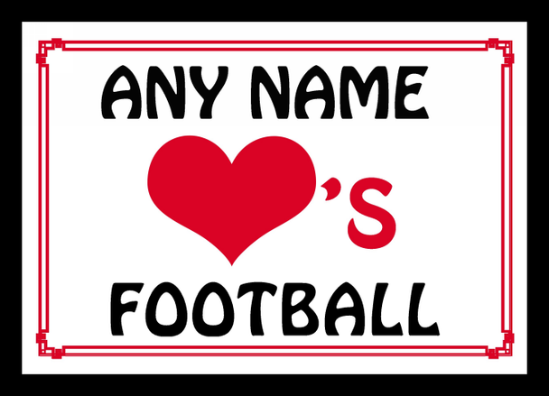 Love Heart Football Personalised Mousemat