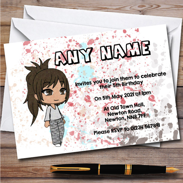 Gatcha Life Camou Splatter Art Children's Birthday Party Invitations