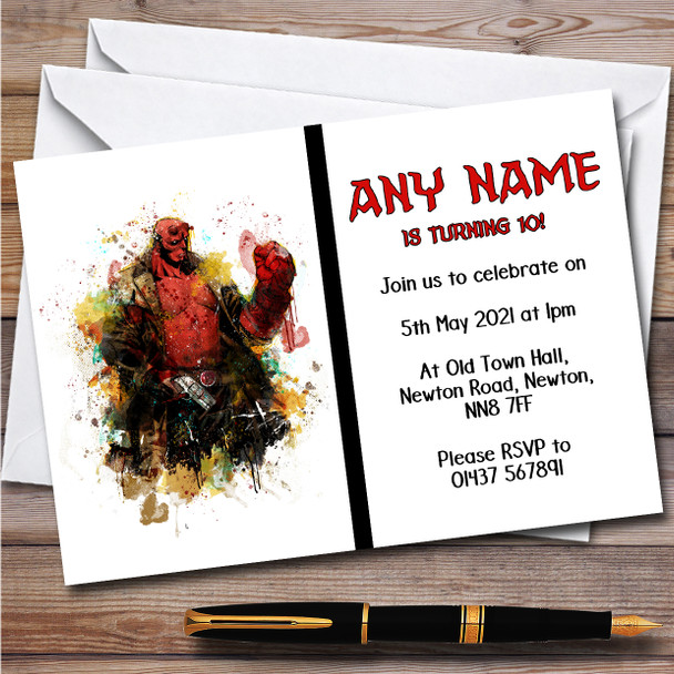 Hellboy Children's Kids Personalised Birthday Party Invitations