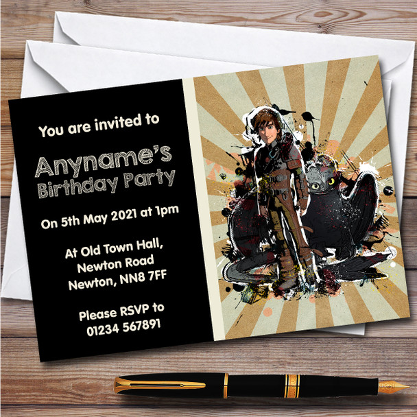 How To Train Your Dragon Vintage Children's Birthday Party Invitations