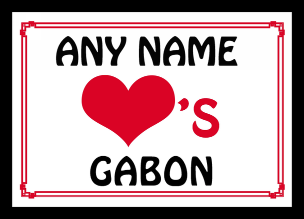 Love Heart Gabon Personalised Mousemat