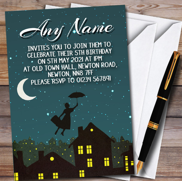 Mary Poppins Night Children's Kids Personalised Birthday Party Invitations