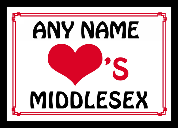 Love Heart Middlesex Personalised Mousemat