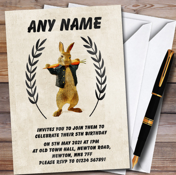 Peter Rabbit Vintage Carrot Children's Personalised Birthday Party Invitations