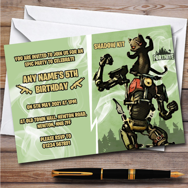 Shadow Kit Gaming Comic Style Fortnite Skin Birthday Party Invitations
