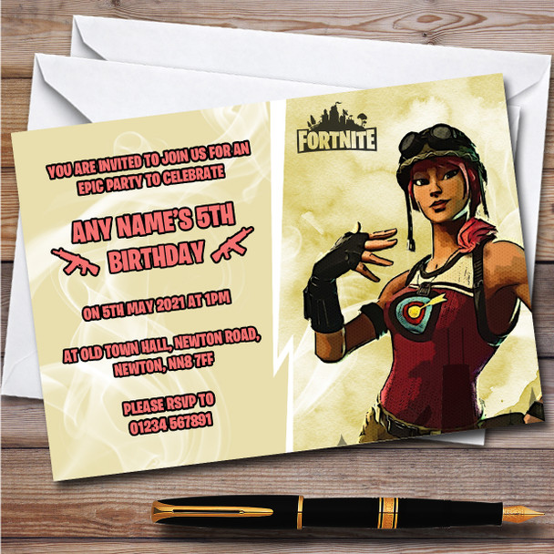 Bullseye Gaming Comic Style Fortnite Skin Children's Birthday Party Invitations