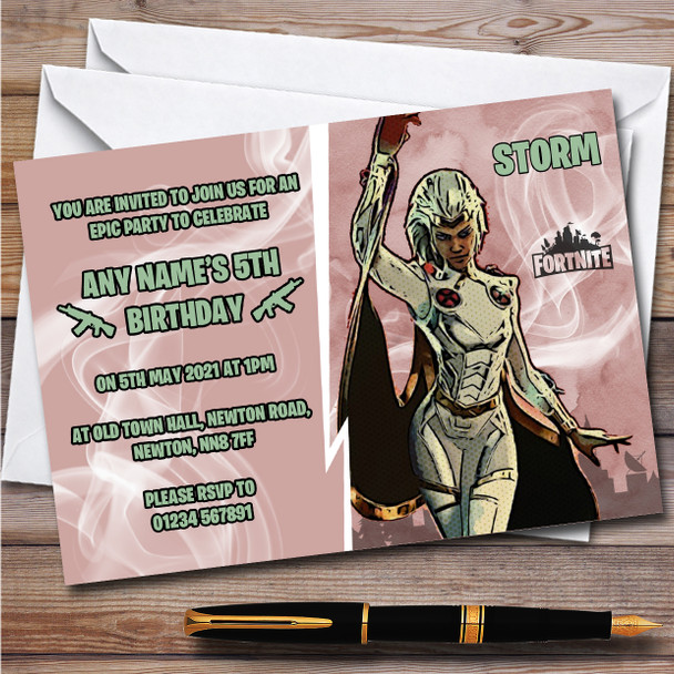 Storm Gaming Comic Style Fortnite Skin Children's Birthday Party Invitations