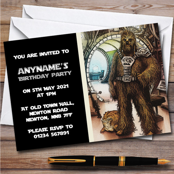 Chewbacca Retro Children's Kids Personalised Birthday Party Invitations