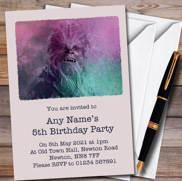 Chewbacca Smudge Children's Kids Personalised Birthday Party Invitations