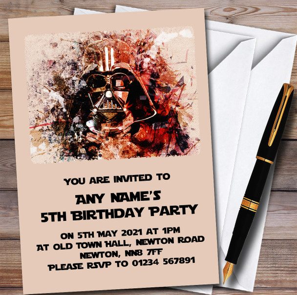 Darth Vader Abstract Children's Kids Personalised Birthday Party Invitations