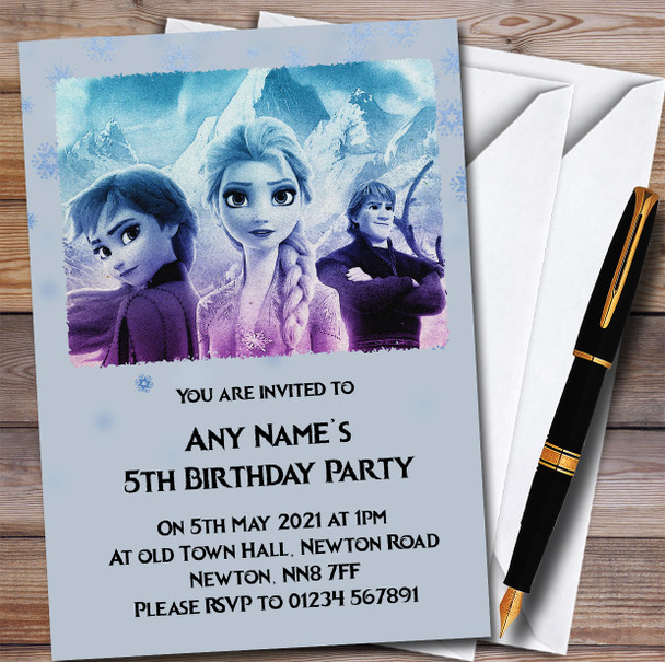 Disney Frozen Purple Blue Children's Personalised Birthday Party Invitations