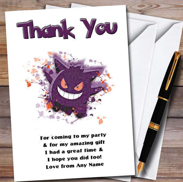 Genga Pokémon Splatter Art Children's Birthday Party Thank You Cards