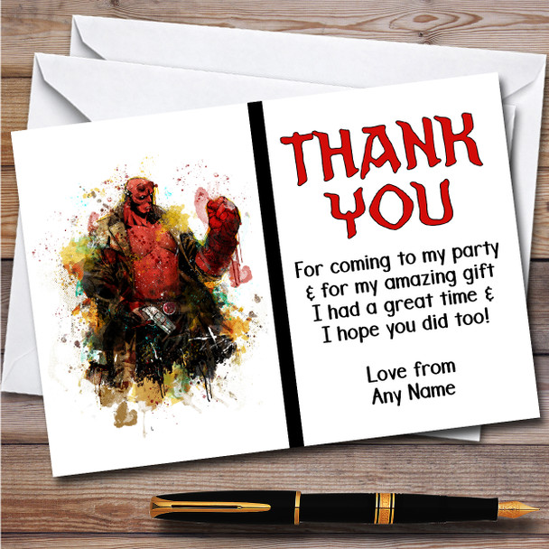 Hellboy Children's Kids Personalised Birthday Party Thank You Cards