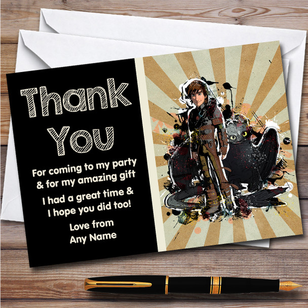 How To Train Your Dragon Vintage Children's Birthday Party Thank You Cards