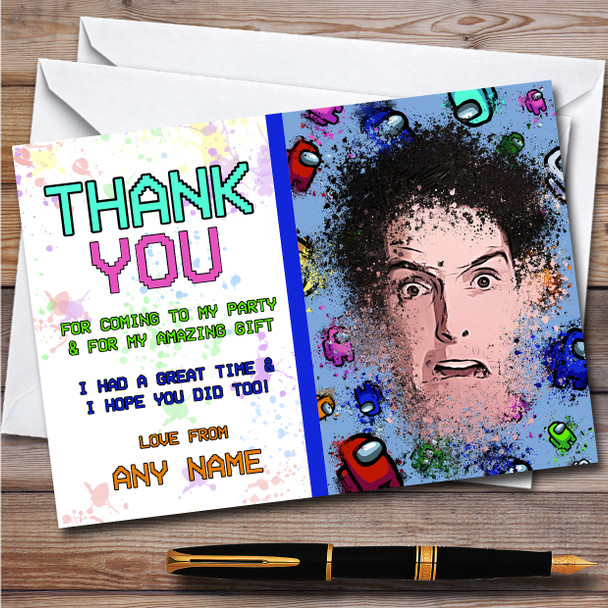 Lazarbeam Among Us Children's Kids Personalised Birthday Party Thank You Cards