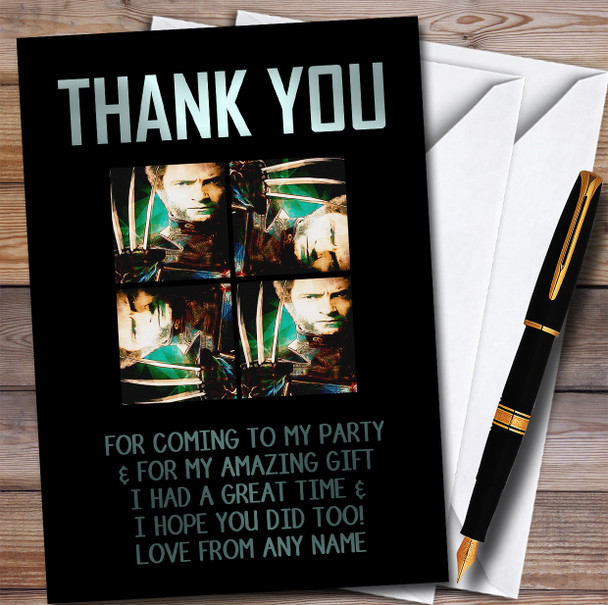 Logan The Wolverine Retro Children's Personalised Birthday Party Thank You Cards