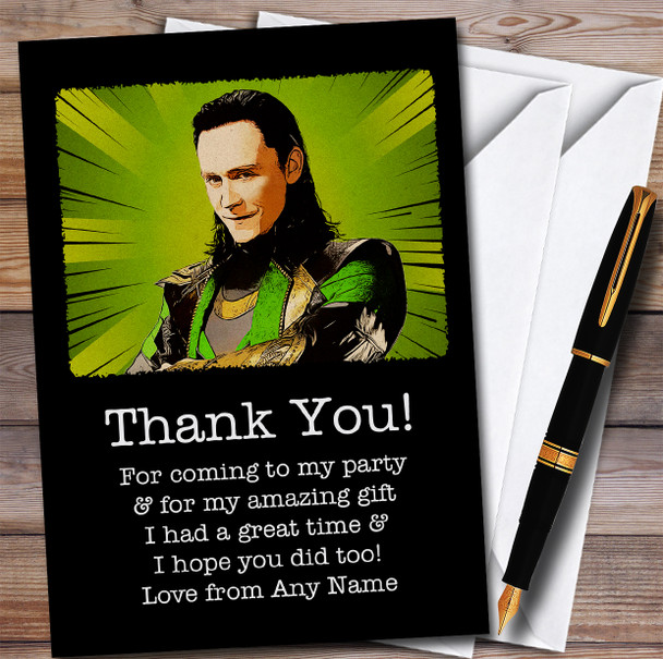Loki Tom Hiddleston Children's Kids Personalised Birthday Party Thank You Cards