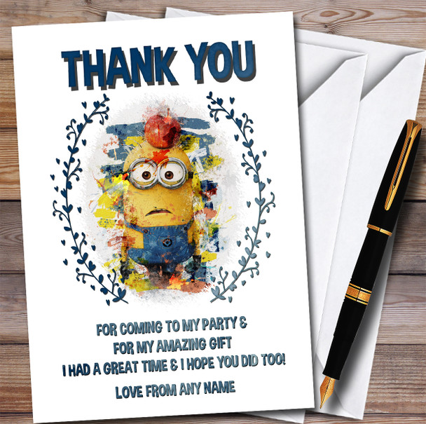 Minion Smudge Style Fun Children's Personalised Birthday Party Thank You Cards Minion Smudge Style Fun Children's Personalised Birthday Party Thank You Cards