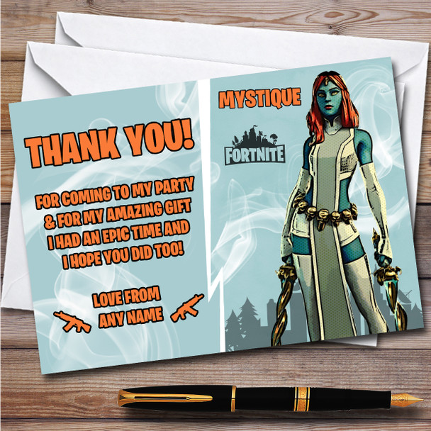 Mystique Gaming Comic Style Fortnite Skin Birthday Party Thank You Cards