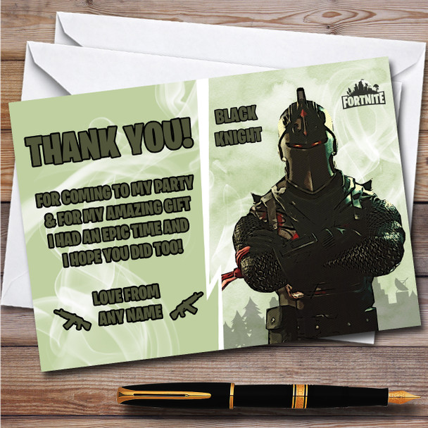 Black Knight Gaming Comic Style Fortnite Skin Birthday Party Thank You Cards