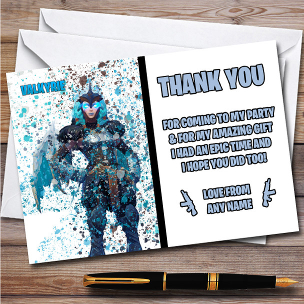Splatter Art Gaming Fortnite Valkyrie Children's Birthday Party Thank You Cards