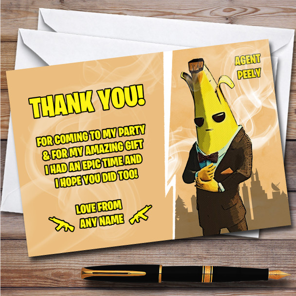 Agent Peely Gaming Comic Style Fortnite Skin Birthday Party Thank You Cards