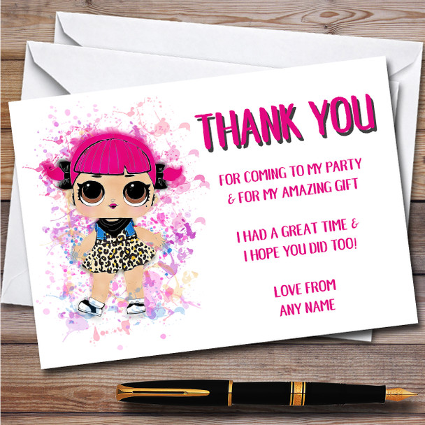 Cherry Surprise Lol Doll Splatter Art Children's Birthday Party Thank You Cards