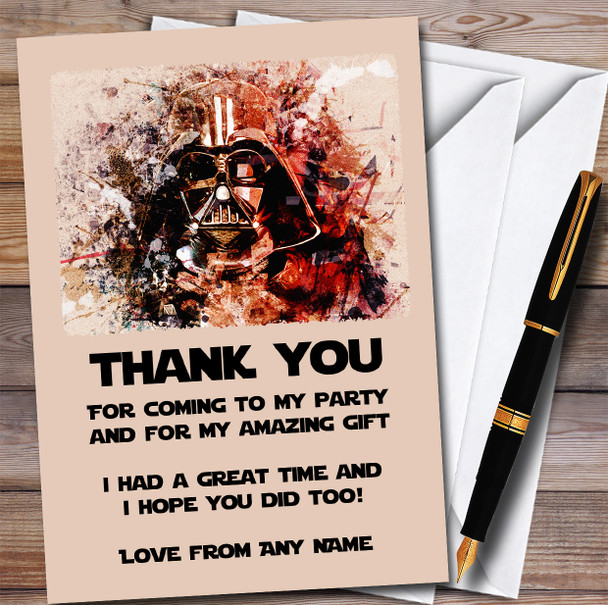 Darth Vader Abstract Children's Kids Personalised Birthday Party Thank You Cards