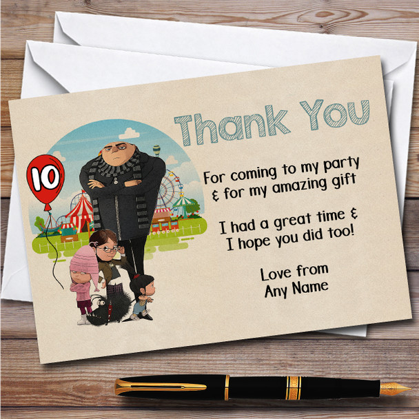 Despicable Me Vintage Retro Children's Birthday Party Thank You Cards