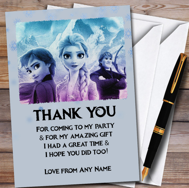 Disney Frozen Purple Blue Children's Personalised Birthday Party Thank You Cards