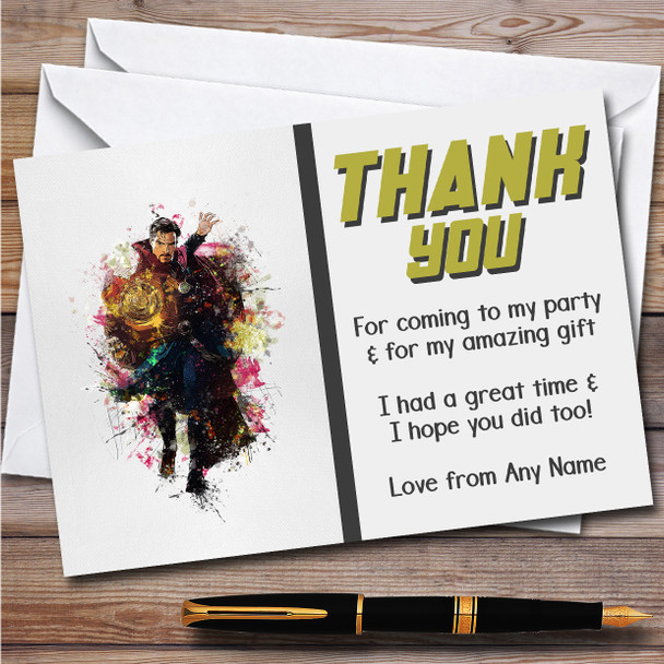 Doctor Strange Watercolour Splatter Children's Birthday Party Thank You Cards