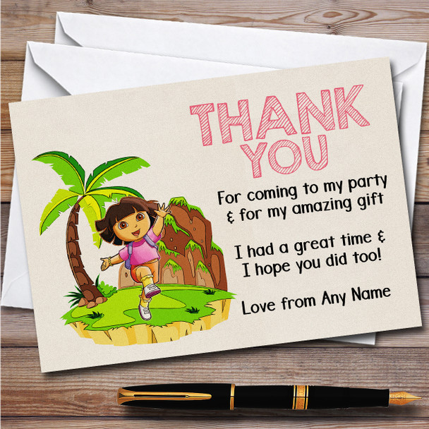 Dora The Explorer Vintage Children's Personalised Birthday Party Thank You Cards