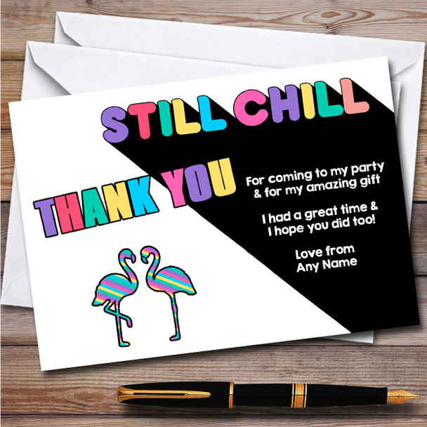 Flamingo You Tuber Still Chill Multi Colour Birthday Party Thank You Cards