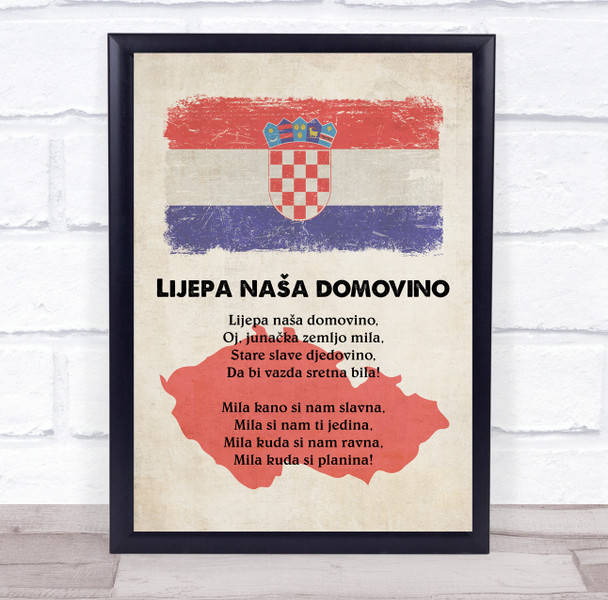 National Anthem Of Croatia Chalk Flag Wall Art Print