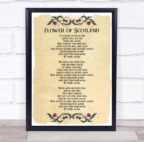 Flower Of Scotland Lyrics Vintage Wall Art Print