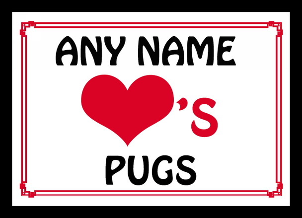 Love Heart Pugs Personalised Mousemat