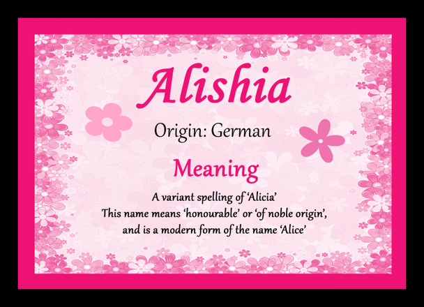 Alishia Personalised Name Meaning Mousemat