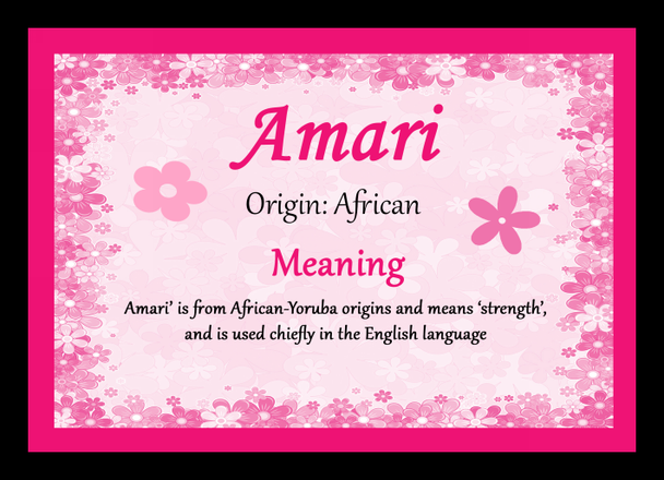 Amari Personalised Name Meaning Mousemat