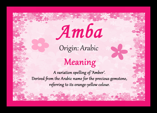 Amba Personalised Name Meaning Mousemat