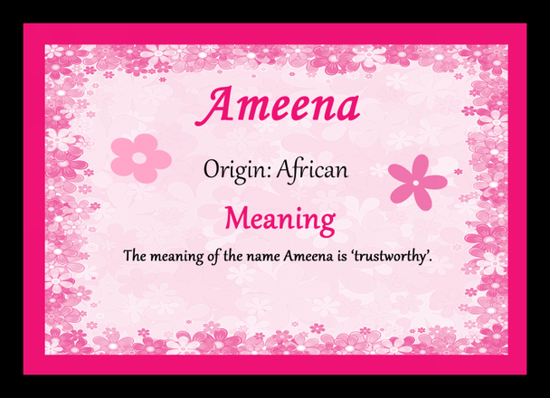 Ameena Personalised Name Meaning Mousemat