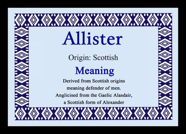 Allister Personalised Name Meaning Mousemat
