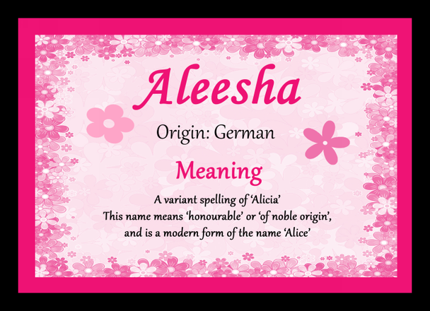 Aleesha Personalised Name Meaning Mousemat