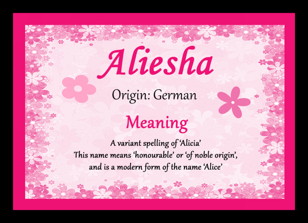 Aliesha Personalised Name Meaning Mousemat