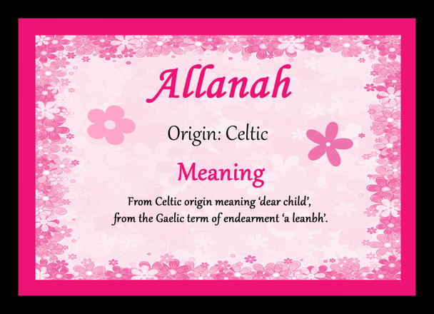 Allanah Personalised Name Meaning Mousemat