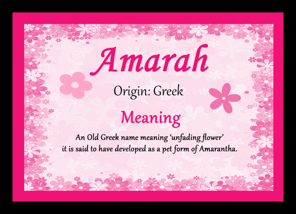 Amarah Personalised Name Meaning Mousemat