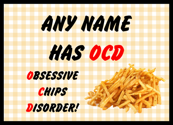 Funny Obsessive Disorder Chips Yellow Personalised Computer Mousemat