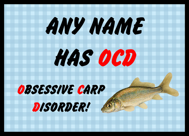 Funny Obsessive Disorder Carp Fishing Fan Blue Personalised Computer Mousemat